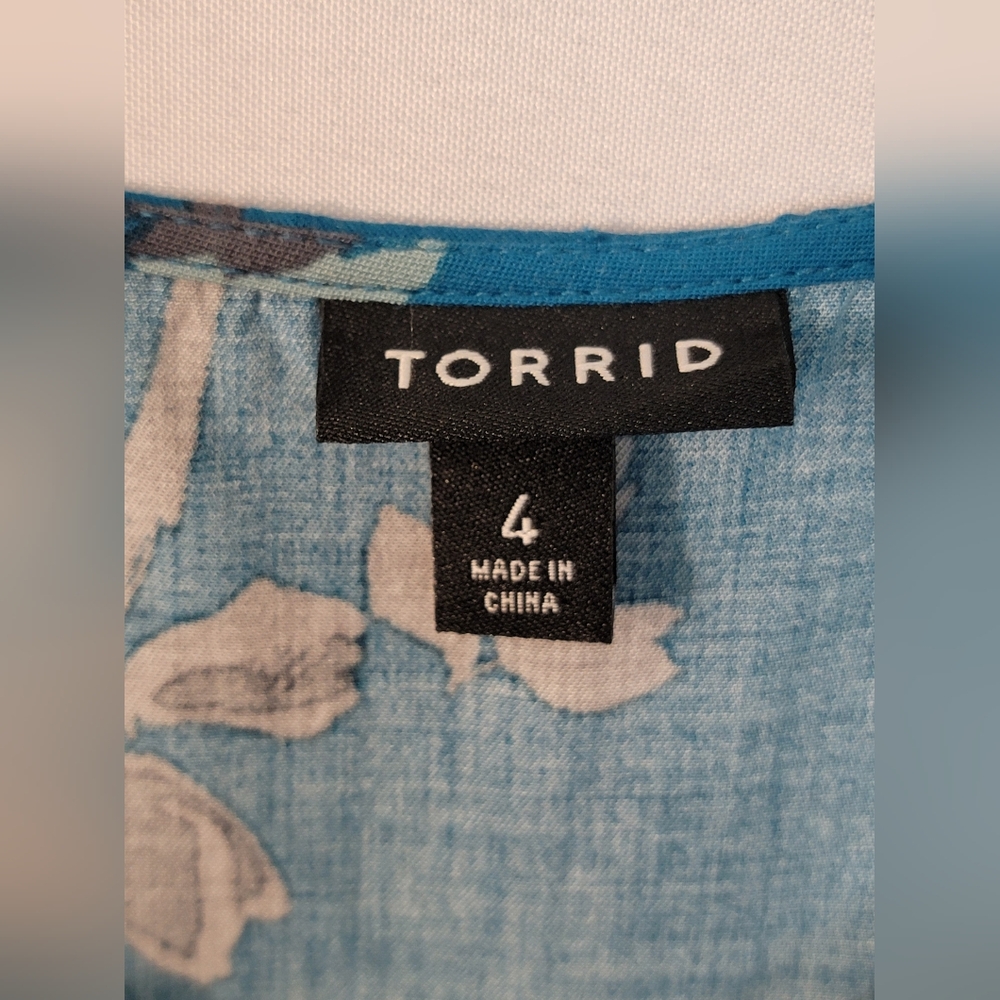 Torrid Dress Teal Blue Floral Size 4 (4X) - Picture 2 of 7